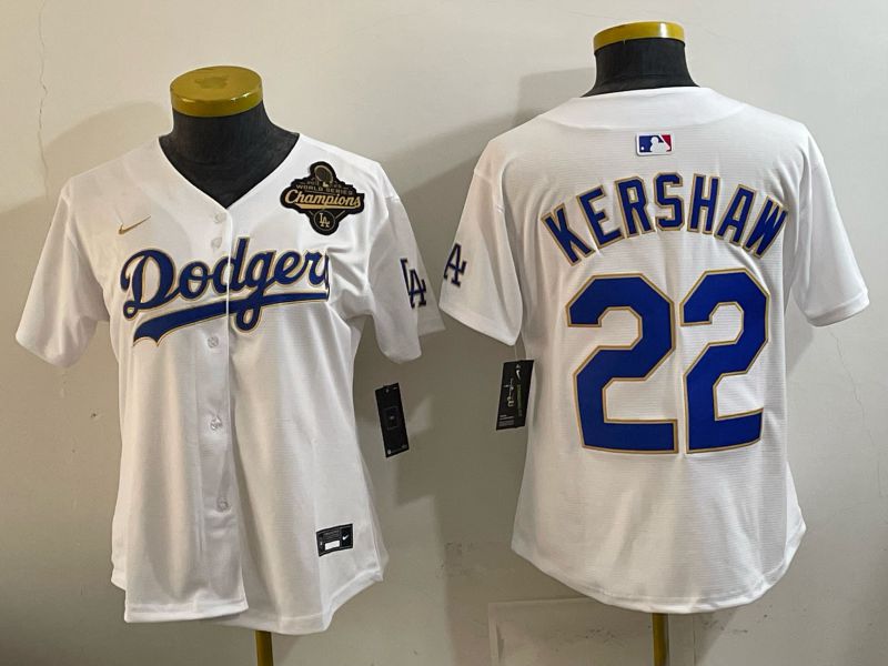Youth 2026 Los Angeles Dodgers #22 Kershaw White Gold Game Nike MLB Jersey style 07